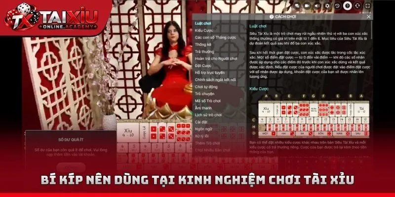 Bí kíp nên dùng tại kinh nghiệm chơi tài xỉu