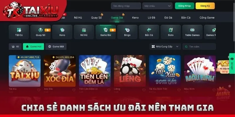 Chia sẻ danh sách ưu đãi nên tham gia