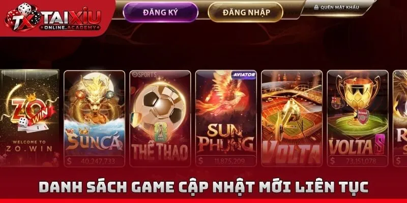 Danh sách game cập nhật mới liên tục