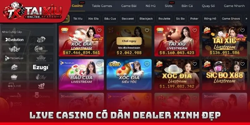 Live Casino có dàn dealer xinh đẹp