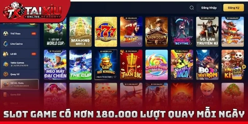 Slot game có hơn 180.000 lượt quay mỗi ngày