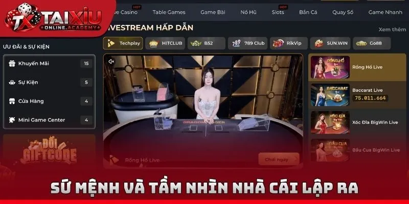 Sứ mệnh và tầm nhìn nhà cái lập ra