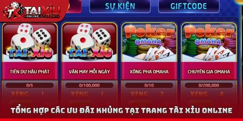 Tổng hợp các ưu đãi giá trị khủng tại trang tài xỉu online