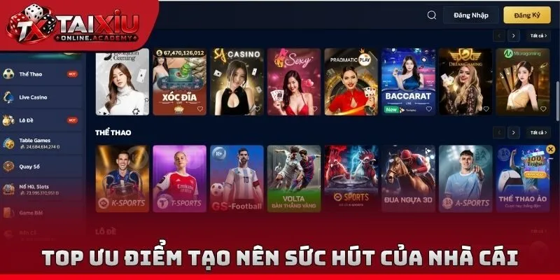 Top ưu điểm tạo nên sức hút của nhà cái